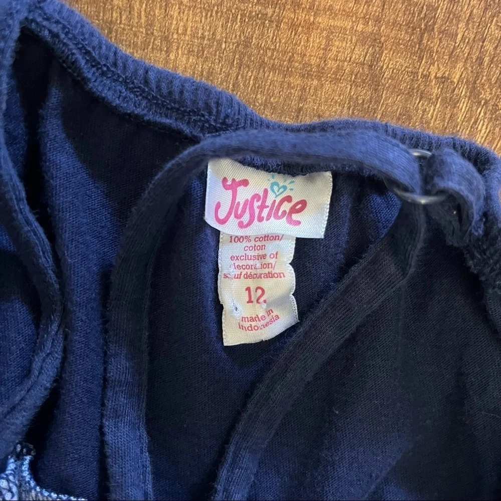 Justice girls sequin ruffle tiered dress Sz 12 blue green white cotton